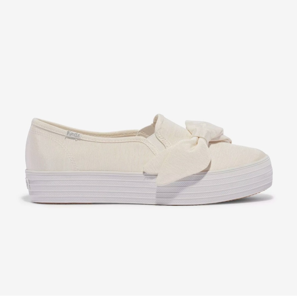 NIB Womens Keds Triple Decker Bow CEL/WT